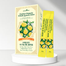 Load image into Gallery viewer, 3 Boxes of Organic Lemon Juice NFC (Not From Concentrate) – 100% Pure Italian Lemon Juice, 14 Stick Packs, Freshly Squeezed, Refreshing Lemon Water (Copy)