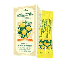 Load image into Gallery viewer, 3 Boxes of Organic Lemon Juice NFC (Not From Concentrate) – 100% Pure Italian Lemon Juice, 14 Stick Packs, Freshly Squeezed, Refreshing Lemon Water (Copy)