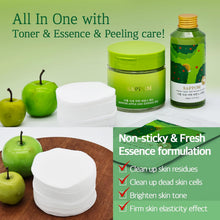 Load image into Gallery viewer, SAPPOM Apple AHA Essence Pad, Green Apple, with AHA, Toner pad, Soothing and Peeling, 60 vegan sheets-for sensitive skin, Hydrating care
