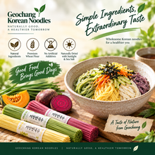 Load image into Gallery viewer, Geochang Korean 3-Color Noodles – Beet, Chive &amp; Pumpkin Noodles, 3 × 200g
