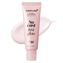 Load image into Gallery viewer, medicube No Cast Just Glow Collagen Sunscreen | SPF 50 Broad Spectrum Face Sunscreen | Lightweight, Non-Sticky, Hydrating Formula | Peptide, Cica for Soothing &amp; Glow | Korean Skincare
