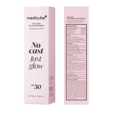 Load image into Gallery viewer, medicube No Cast Just Glow Collagen Sunscreen | SPF 50 Broad Spectrum Face Sunscreen | Lightweight, Non-Sticky, Hydrating Formula | Peptide, Cica for Soothing &amp; Glow | Korean Skincare
