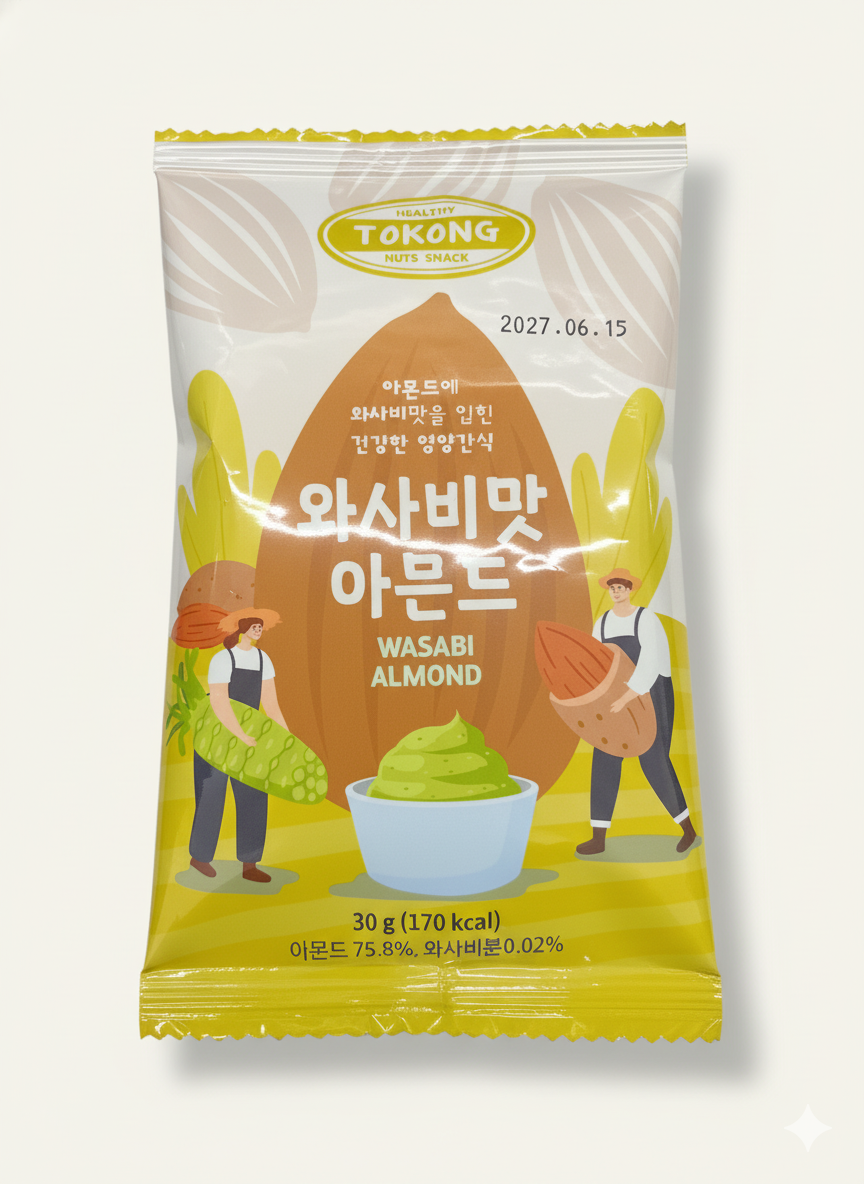 [160g / 5.64oz] Freeze Dried Natto Beans Snack Wasabi Flavor 20g ( 8 Packs), Fermented Soybean Snack 와사비맛 낫또 과자